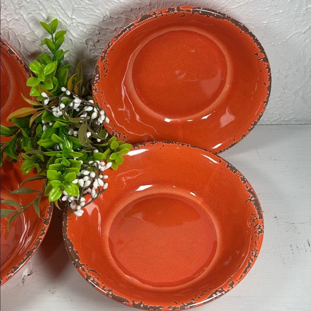 Gianna’s Home Bowls Melamine Rustic Orange Set Farmhouse Distressed Orange Bowls